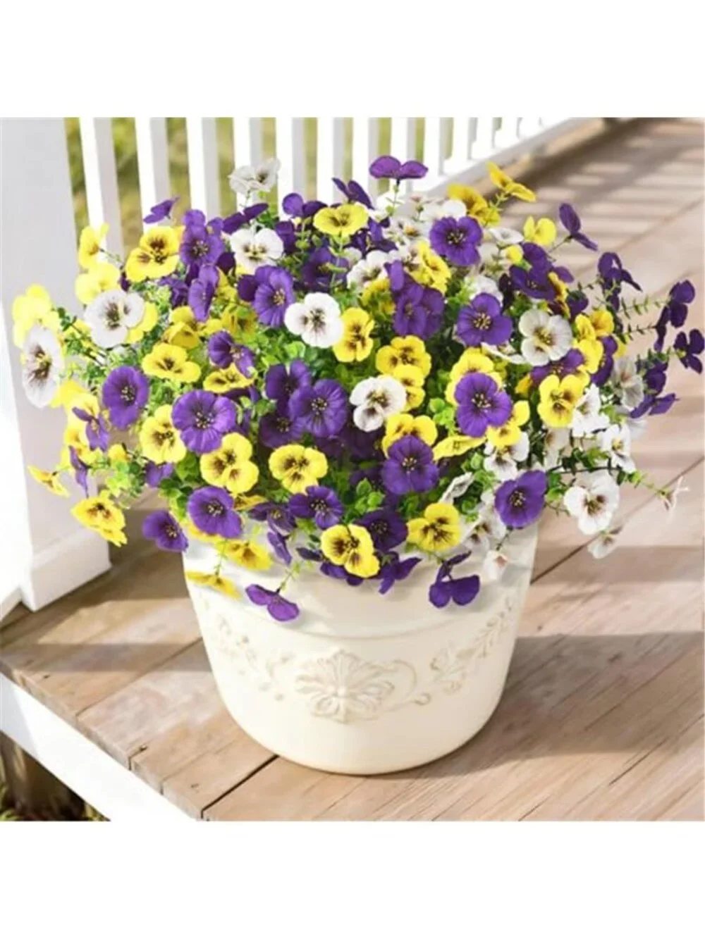 Artificial Pansy Flowers 12 Pcs Faux Silk UV Resistant Outdoor Plants Home Decor